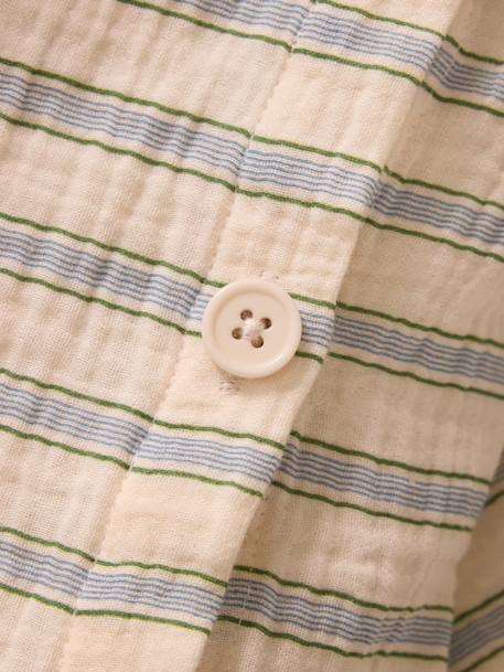 Housse de couette gaze de coton 'lou' Rayure vert/bleu 4 - vertbaudet enfant 
