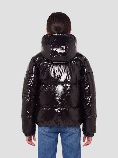 Blouson shiny à capuche Noir+Rouge 3 - vertbaudet enfant 