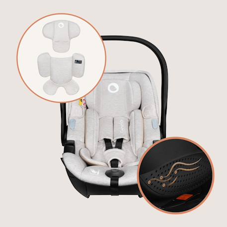Siège-auto bébé moxie i-size 40-87 cm avec base isofix pivotante 360°, tissu en bambou et insert dri-seat Beige sand 5 - vertbaudet enfant 