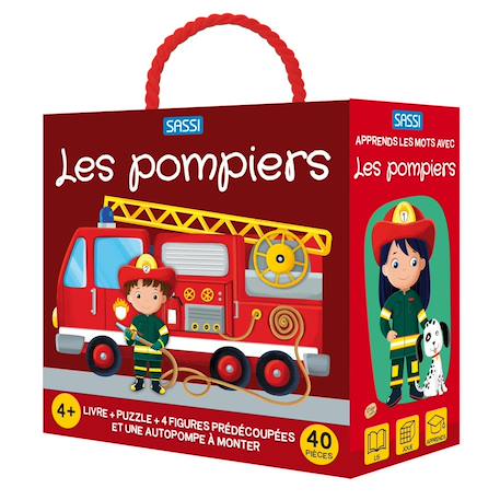 Livre et puzzle les pompiers Rouge 1 - vertbaudet enfant 