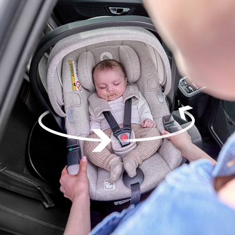Siège-auto bébé moxie i-size 40-87 cm avec base isofix pivotante 360°, tissu en bambou et insert dri-seat Beige sand 2 - vertbaudet enfant 