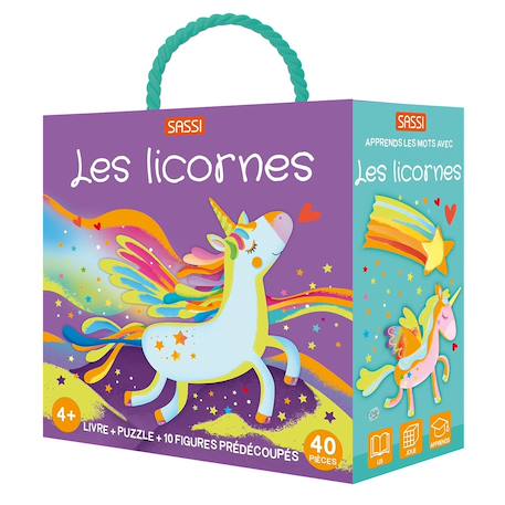 Livre et puzzle les licornes Bleu 1 - vertbaudet enfant 