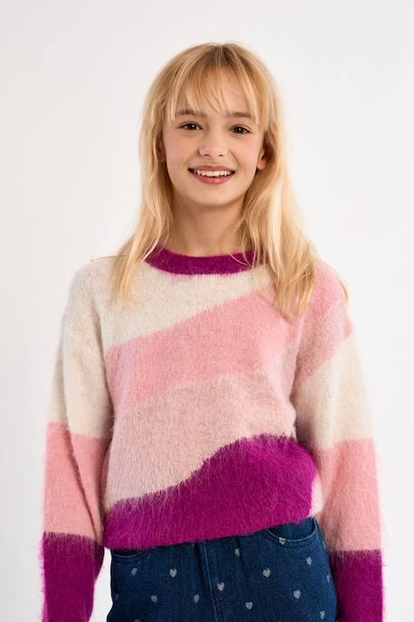 Pull en maille brossée - fille Rose 5 - vertbaudet enfant 