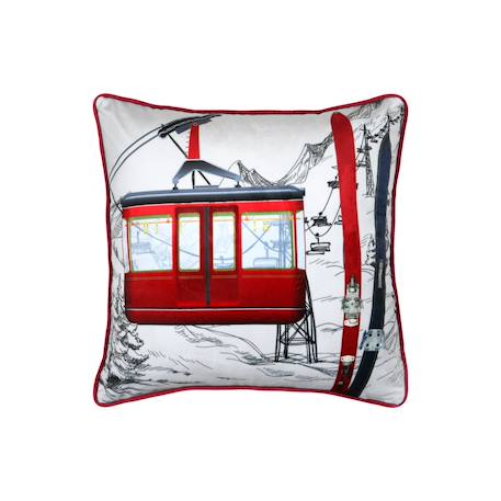 Coussin décoratif carré à motif téléphérique Rouge 1 - vertbaudet enfant 