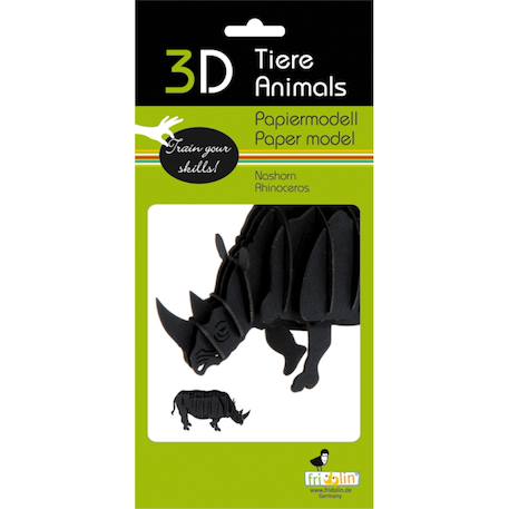 Maquette 3d enfant en papier rhinocéros Noir 3 - vertbaudet enfant 