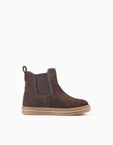 Bottines chelsea en daim avec semelle intérieure rembourrée Marrón 1 - vertbaudet enfant 