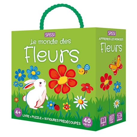 Livre et puzzle les fleurs Vert 1 - vertbaudet enfant 