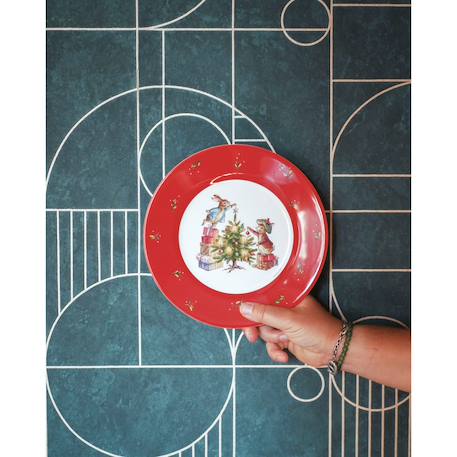 Assiette pierre lapin noël avec jeannot 20 cm Rouge+Vert 2 - vertbaudet enfant 