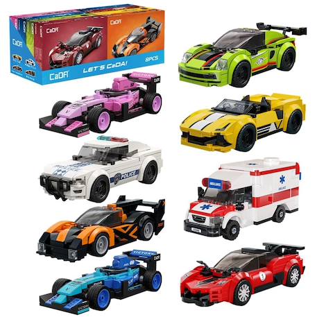 Coffret de 8 mini véhicules à construire Bleu 1 - vertbaudet enfant 