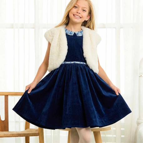 Robe hiver qui tourne fille | hepburn Bleu marine bleu roi 5 - vertbaudet enfant 