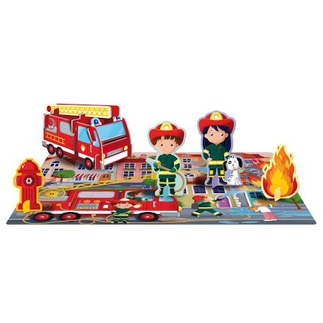 Livre et puzzle les pompiers Rouge 2 - vertbaudet enfant 