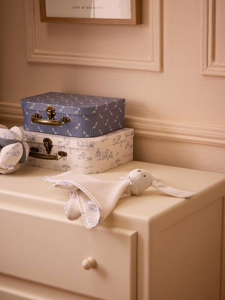 Doudou lapin percale de coton Jouy bleu 3 - vertbaudet enfant 