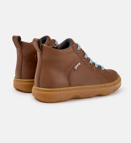 Baskets cuir kiddo Bleu fonc26+Brun bleu 028 9 - vertbaudet enfant 
