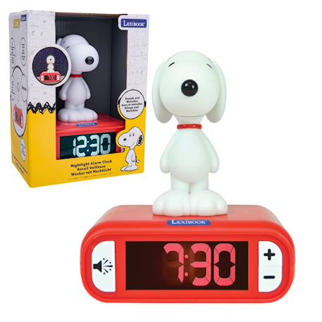 Réveil - veilleuse Snoopy avec effets sonores, Écran LCD, alarme Red & white 1 - vertbaudet enfant 