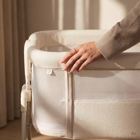 Lit cododo 2en1 luna close&cosy avec 7 hauteurs, côté ouvrable et matelas en mousse White beige 4 - vertbaudet enfant 
