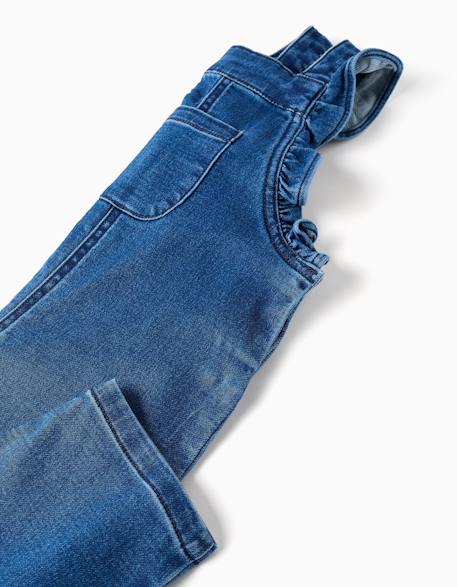Salopette en jean avec bretelles à volants Bleu jean 4 - vertbaudet enfant 