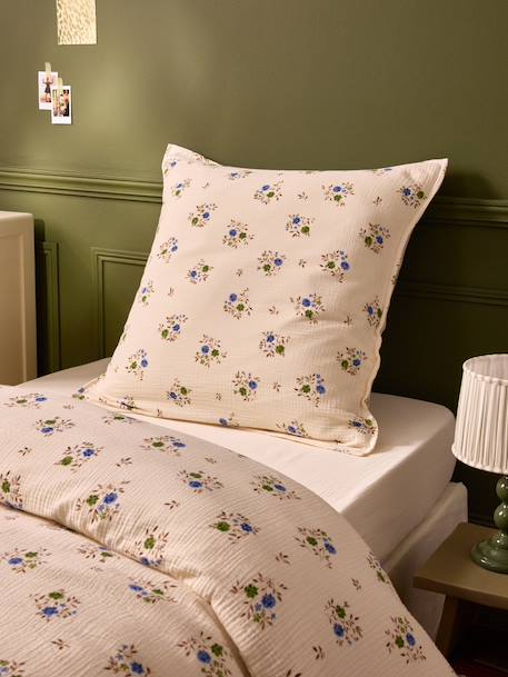 Taie d'oreiller gaze de coton 'louison' Imprimé rosa blue 1 - vertbaudet enfant 