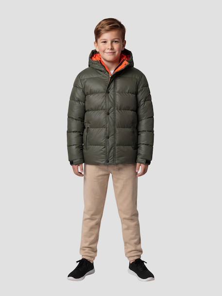 Blouson matelassé à capuche Kaki+Noir 1 - vertbaudet enfant 