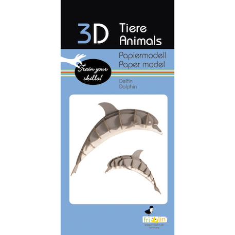 Modèle en papier 3d - dauphin Gris 3 - vertbaudet enfant 