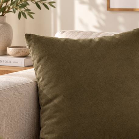 Coussin velours effet peau de pêche Beige+Bleu+Cuivre+Jaune moutarde+Marron brun+Vert olive 23 - vertbaudet enfant 