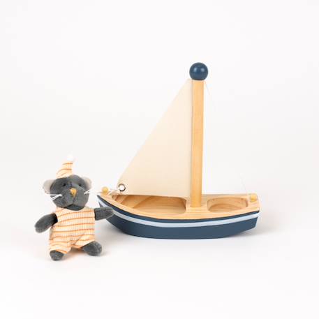 Malo le chat en peluche sur son bateau Bleu 3 - vertbaudet enfant 