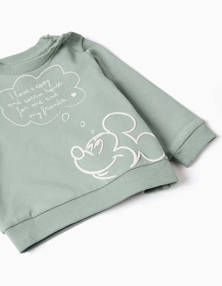 Ensemble en coton peigné avec imprimé mickey en relief Vert 4 - vertbaudet enfant 