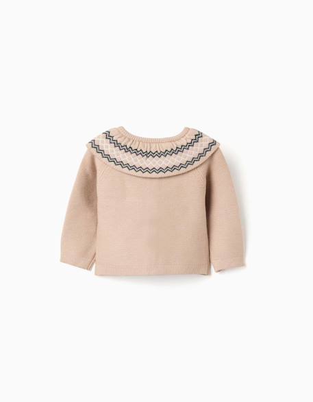 Gilet en maille avec col jacquard Beige clair 2 - vertbaudet enfant 