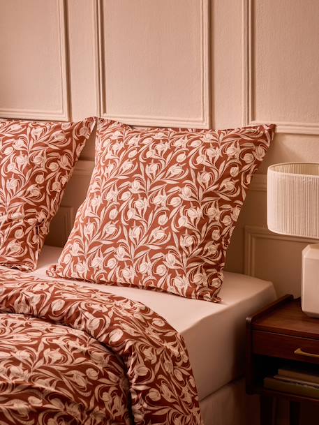 Taie d'oreiller percale de coton 'lucie' Bordeaux+Kaki 1 - vertbaudet enfant 