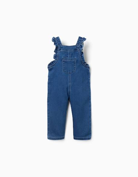 Salopette en jean avec bretelles à volants Bleu jean 1 - vertbaudet enfant 