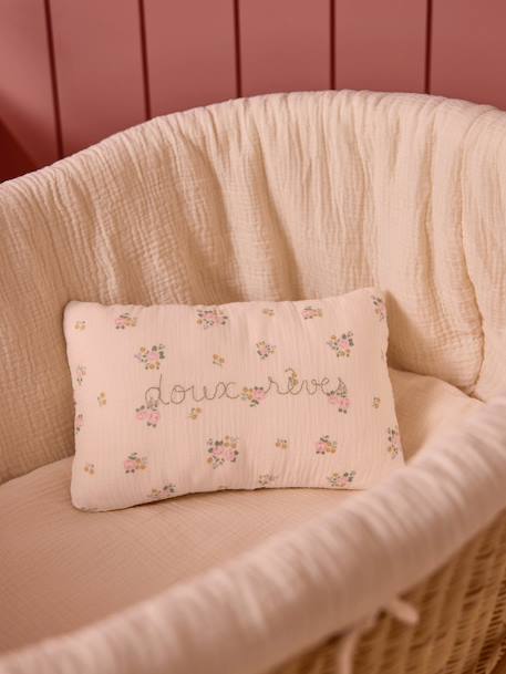 Petit coussin gaze de coton brodé Blanc moyen imprime+Imprime multico 7 - vertbaudet enfant 