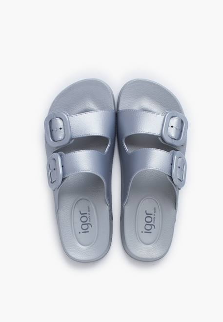 Sandales caoutchouc eva habana métallisées Argent+Vert 5 - vertbaudet enfant 