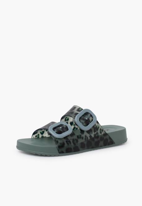 Sandales caoutchouc habana double boucle imprimé animal Noir+Vert 8 - vertbaudet enfant 