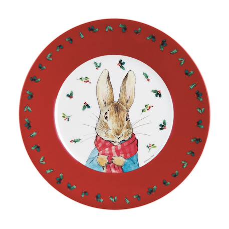 Assiette pierre lapin noël 20 cm Rouge+Vert 1 - vertbaudet enfant 