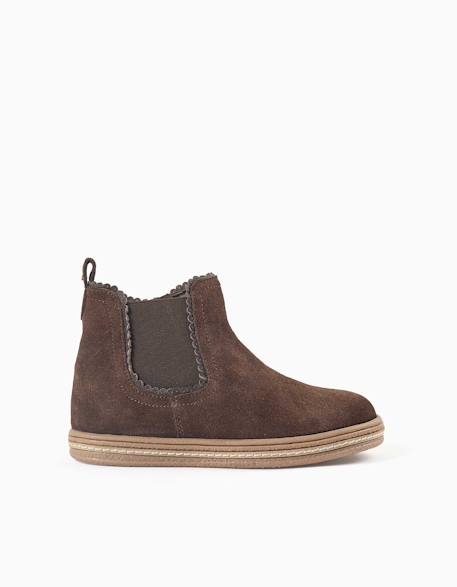 Bottines chelsea en daim avec semelle intérieure rembourrée Marrón 1 - vertbaudet enfant 