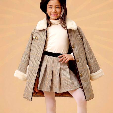 Manteau fille marron chaud à carreaux | amandine Marron 6 - vertbaudet enfant 