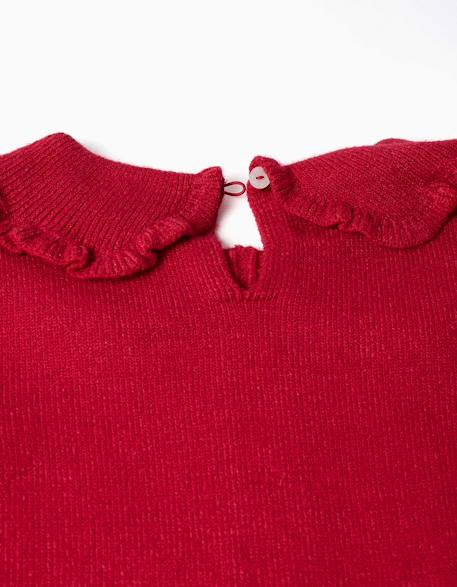 Robe en maille à manches longues avec col à volants Rouge 3 - vertbaudet enfant 