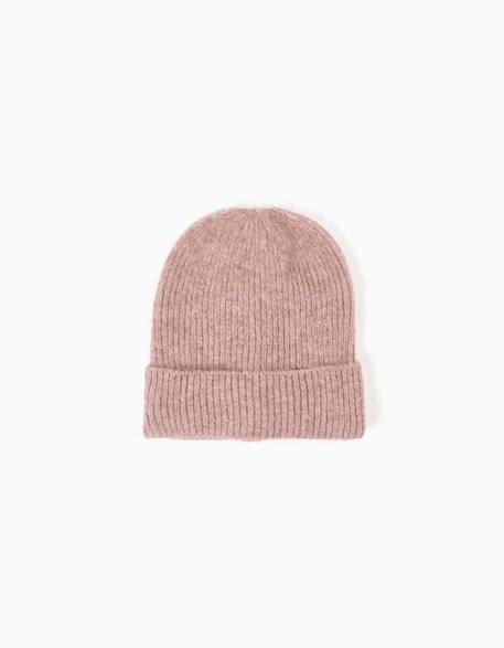 Bonnet en maille côtelé Mauve clair 1 - vertbaudet enfant 