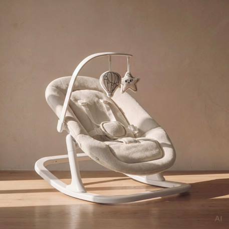Transat à bascule celia rocker close&cosy jusqu’à 9 kg avec 2 inclinaisons, arche à jouets et coussin inclus White beige 1 - vertbaudet enfant 