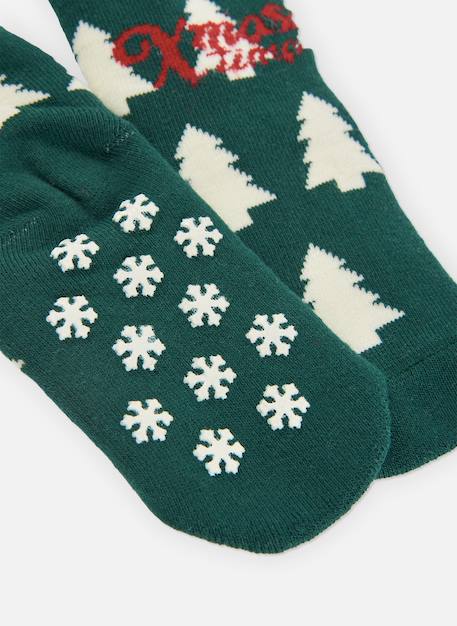 Chaussette haute imprimée sapins de noël Vert 2 - vertbaudet enfant 
