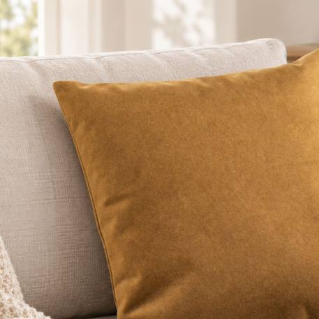 Coussin velours effet peau de pêche Beige+Bleu+Cuivre+Jaune moutarde+Marron brun+Vert olive 15 - vertbaudet enfant 