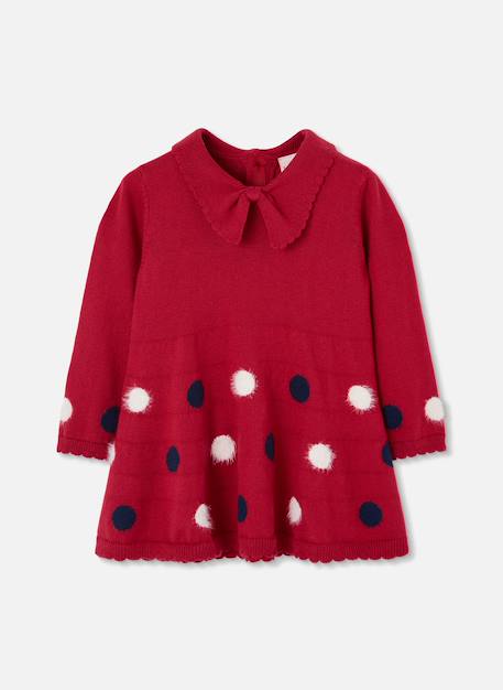 Robe fille imprimée à pois avec noeud Jaune 1 - vertbaudet enfant 