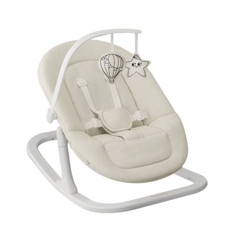 Transat à bascule celia rocker close&cosy jusqu’à 9 kg avec 2 inclinaisons, arche à jouets et coussin inclus White beige 2 - vertbaudet enfant 