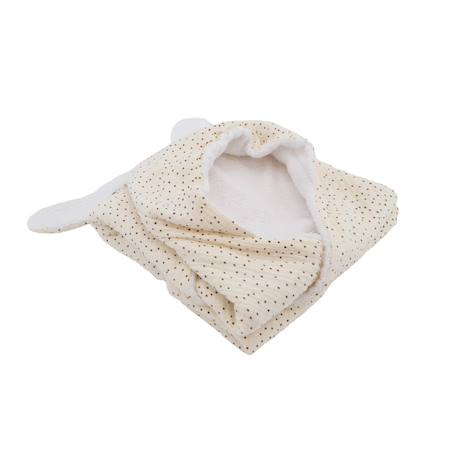 Sortie de bain bébé en mousseline à pois avec capuche Beige 3 - vertbaudet enfant 