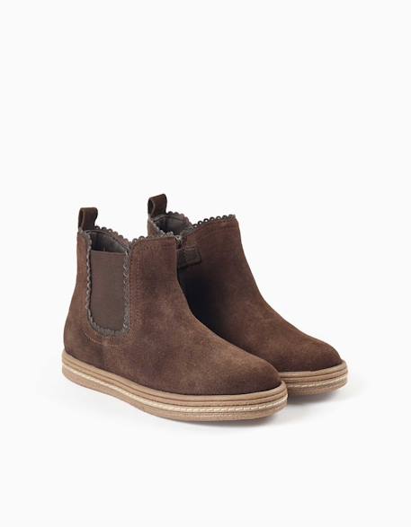 Bottines chelsea en daim avec semelle intérieure rembourrée Marrón 2 - vertbaudet enfant 