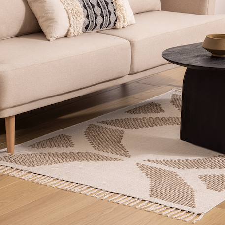 Tapis inuit en coton avec motif en relief brodé Beige 1 - vertbaudet enfant 