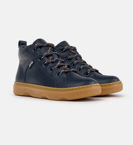 Baskets cuir kiddo Bleu fonc26+Brun bleu 028 2 - vertbaudet enfant 