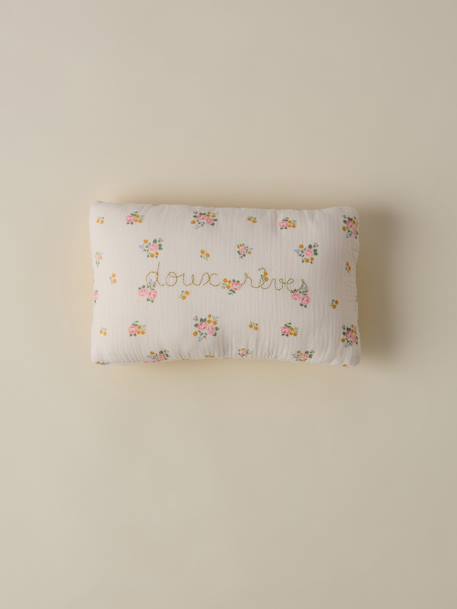 Petit coussin gaze de coton brodé Blanc moyen imprime+Imprime multico 5 - vertbaudet enfant 