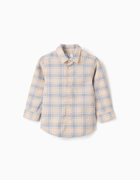 Chemise à manches longues en coton à carreaux Gris clair 1 - vertbaudet enfant 