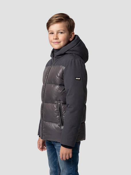 Blouson à capuche bi-matière Anthracite+Noir 2 - vertbaudet enfant 