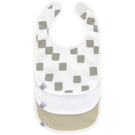 Lot de 3 bavoirs naissance gots happy fruits olive Blanc, olive 1 - vertbaudet enfant 